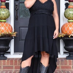 perfectly Priscilla black maxi high low dress 10-12 large